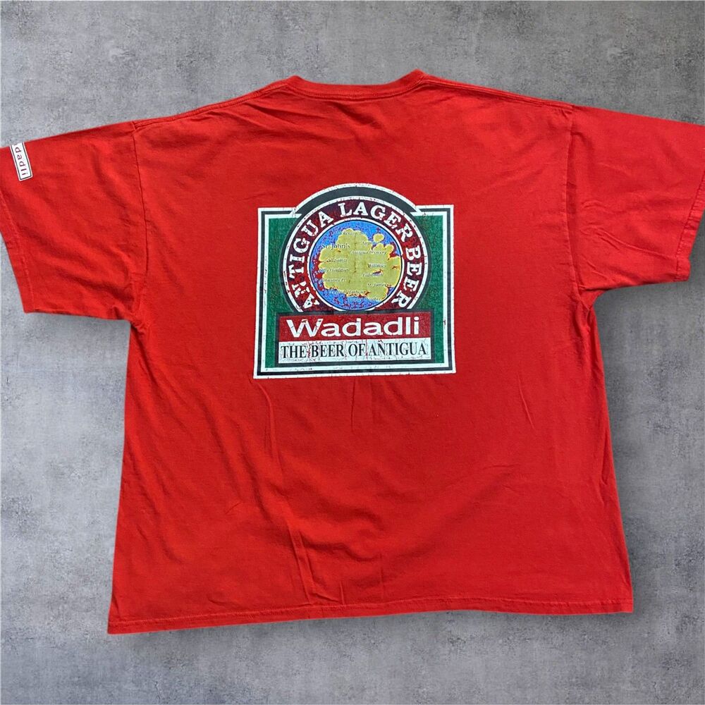 Gildan Vintage Y2K Antigua Brewery Ltd. Wadadli Beer Red T-Shirt Men's Size XXL